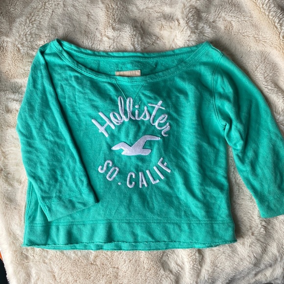 Hollister Turquoise Cropped Sweater - Picture 1 of 5